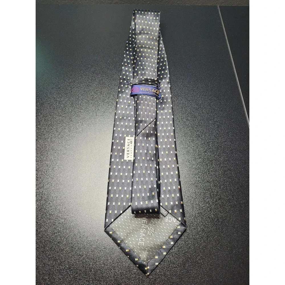 Versace Men's Necktie Navy Blue Geometric Silk 4